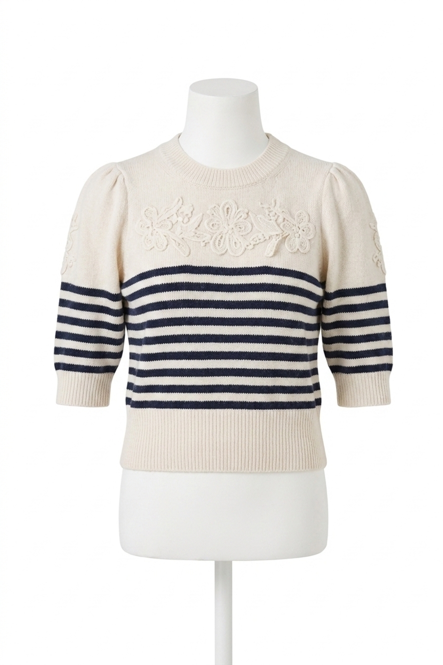 NEW RAILS martha top in ivory navy floral stripe